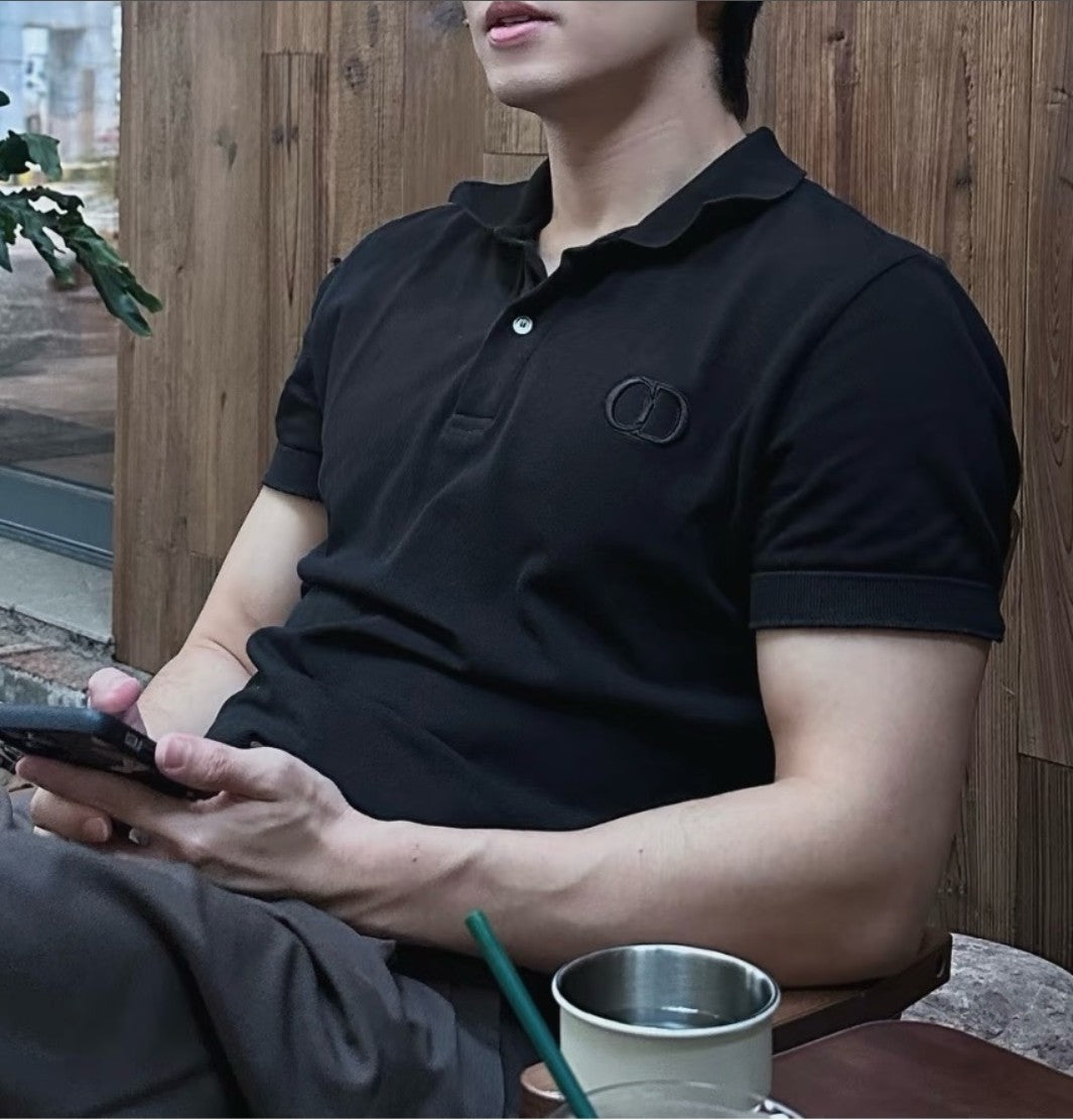 디올 CD 로고 피케 카라 반팔티