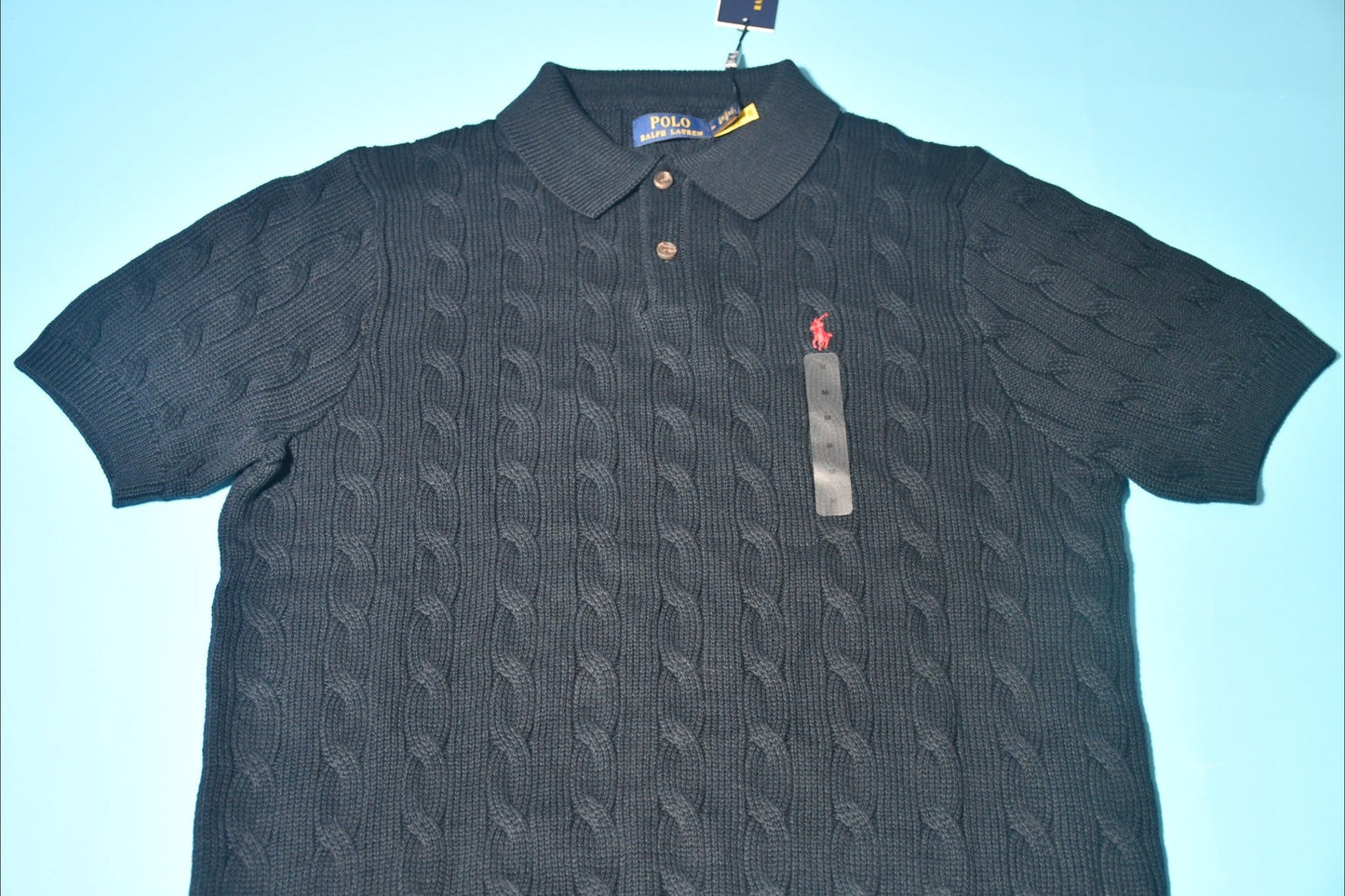 폴로 랄프로렌 케이블 카라 니트 반팔티