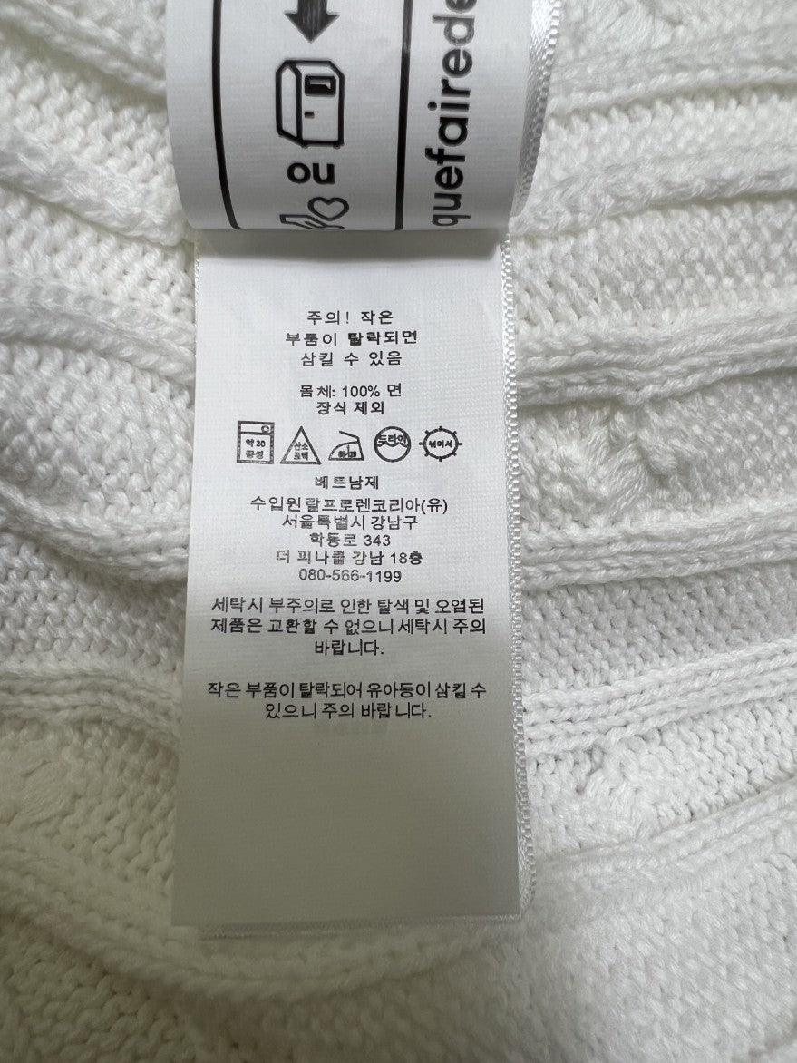 폴로 랄프로렌 여성 화이트 케이블 니트 반팔티