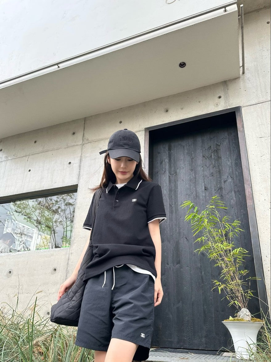 셀린느 자수 로고 카라 반팔티