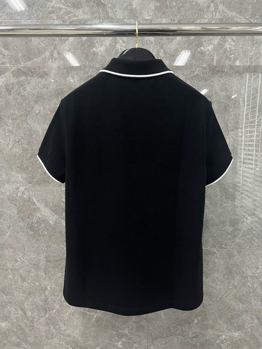 셀린느 자수 로고 카라 반팔티