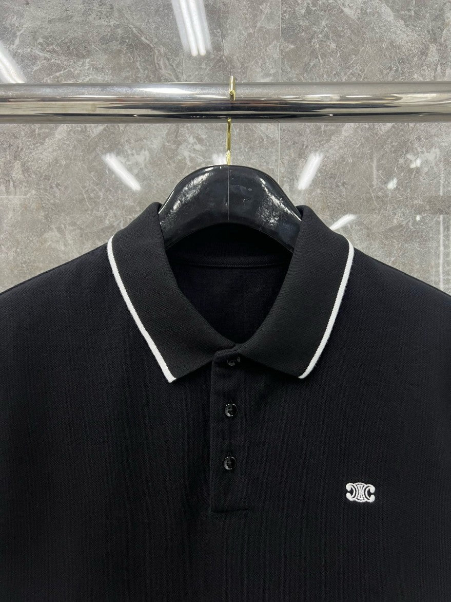 셀린느 자수 로고 카라 반팔티