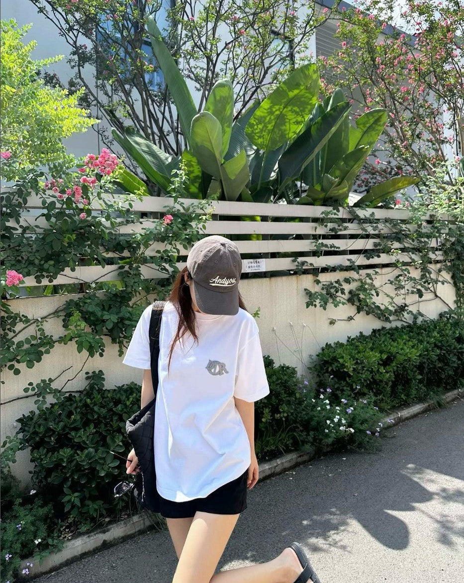 디올 패치 로고 반팔티