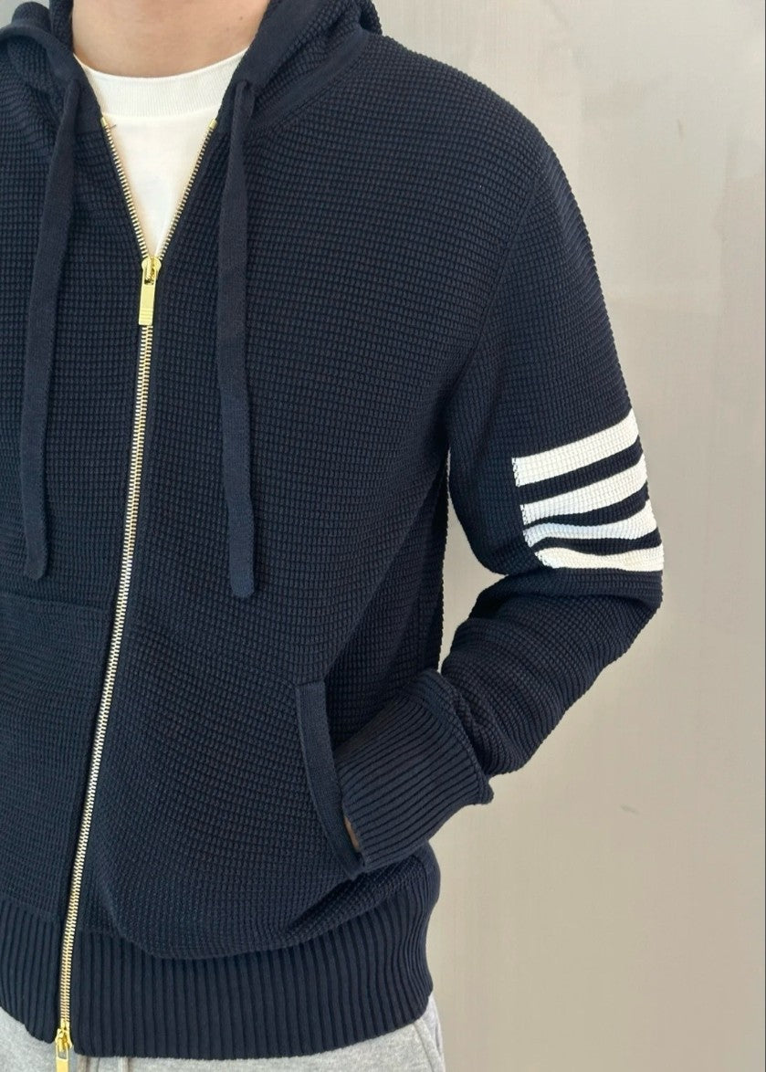 톰브라운 니트 와플 투웨이 후드 집업