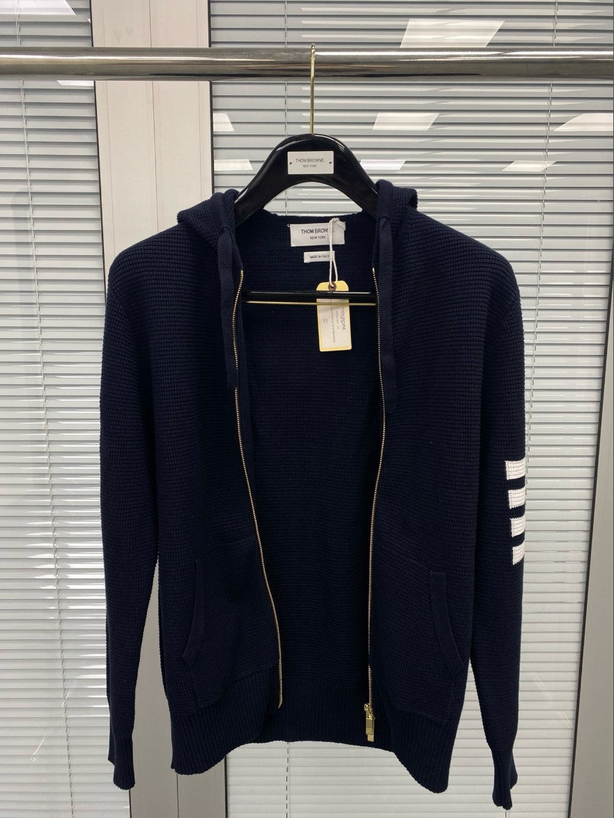 톰브라운 니트 와플 투웨이 후드 집업