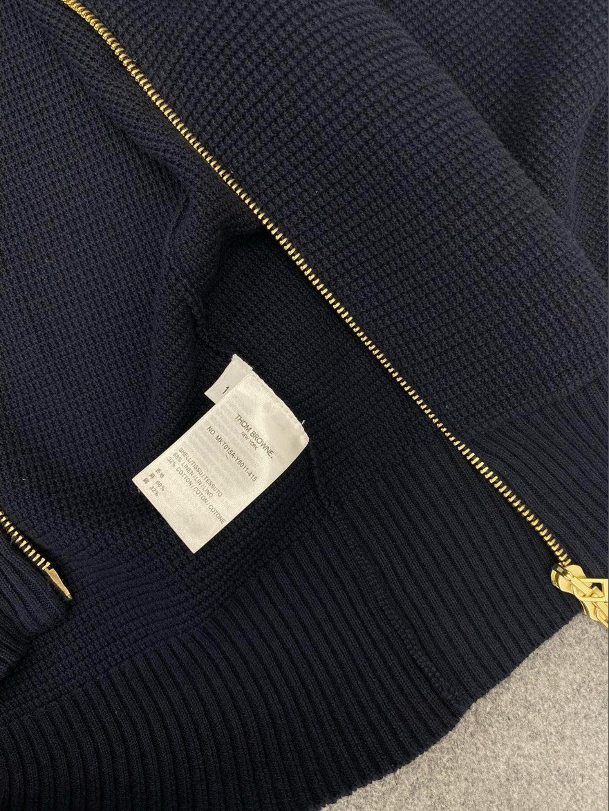 톰브라운 니트 와플 투웨이 후드 집업
