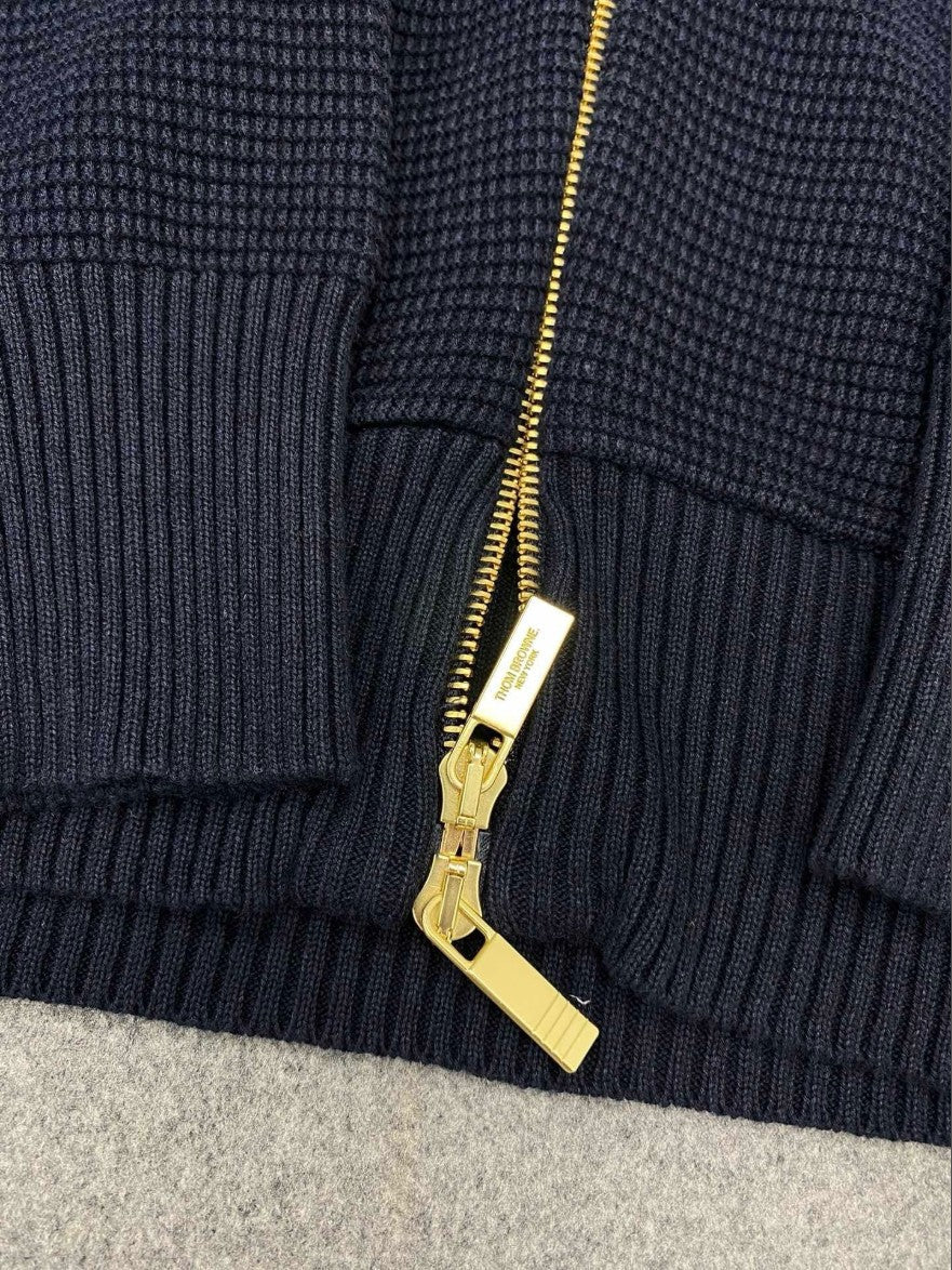 톰브라운 니트 와플 투웨이 후드 집업