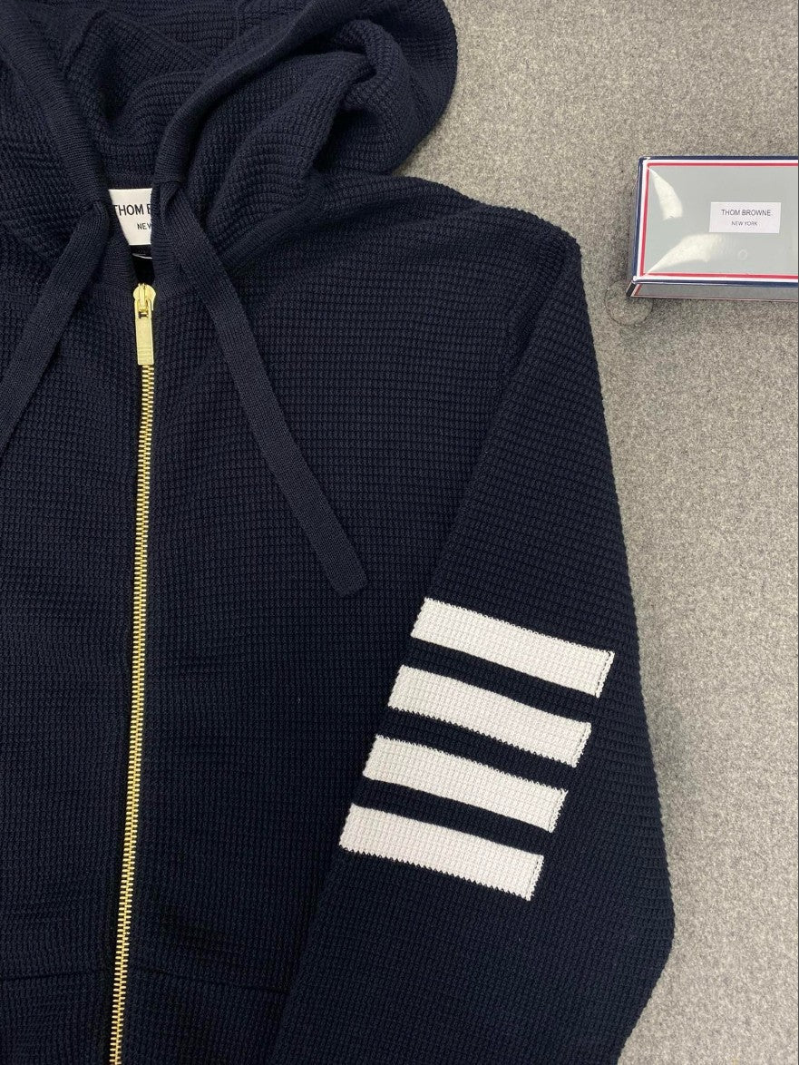 톰브라운 니트 와플 투웨이 후드 집업