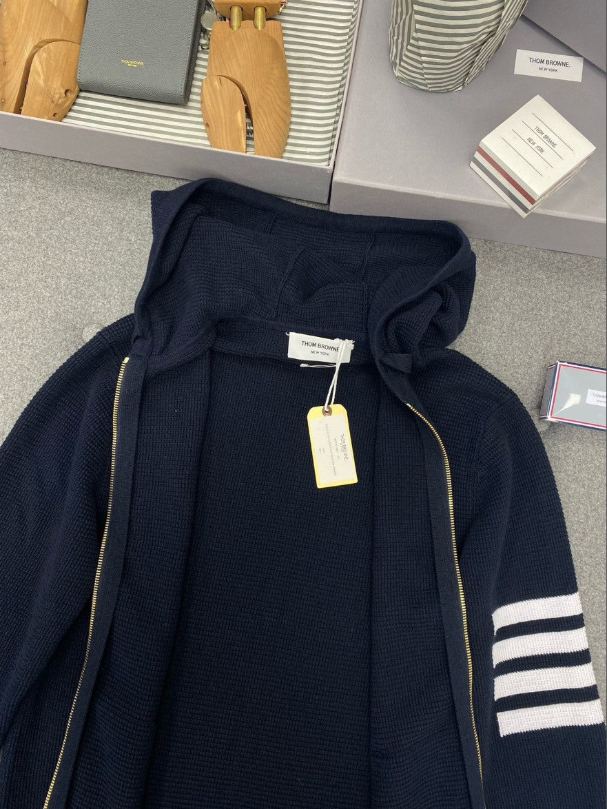 톰브라운 니트 와플 투웨이 후드 집업