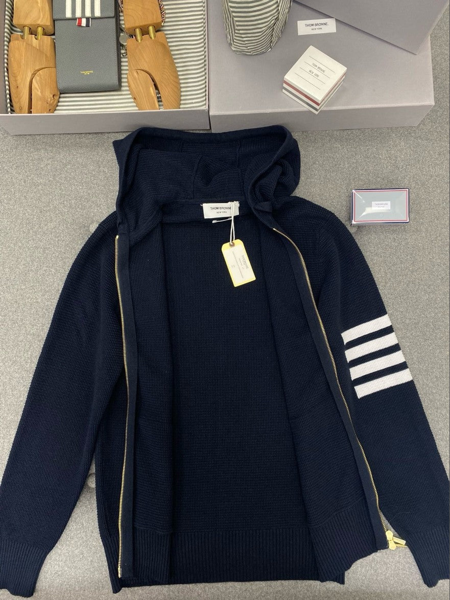 톰브라운 니트 와플 투웨이 후드 집업