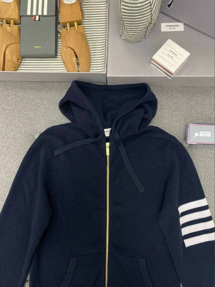 톰브라운 니트 와플 투웨이 후드 집업