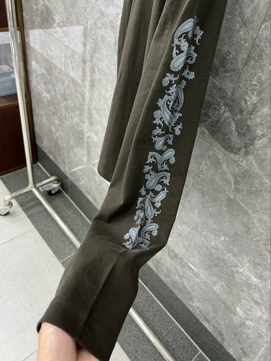 버버리 소매 프린트 로고 긴팔티