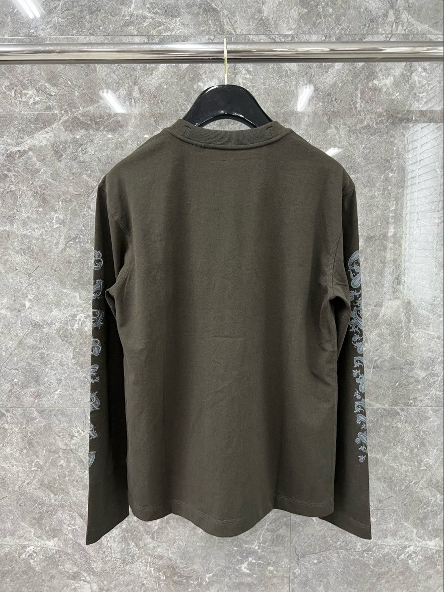 버버리 소매 프린트 로고 긴팔티