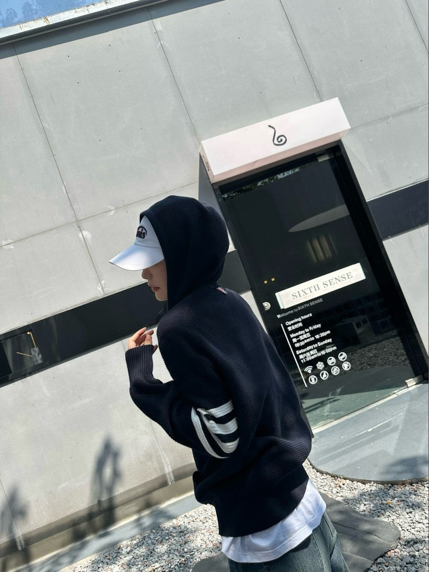 톰브라운 사선 완장 와플 후드 집업