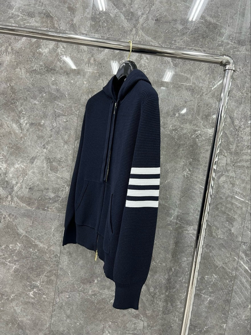 톰브라운 사선 완장 와플 후드 집업