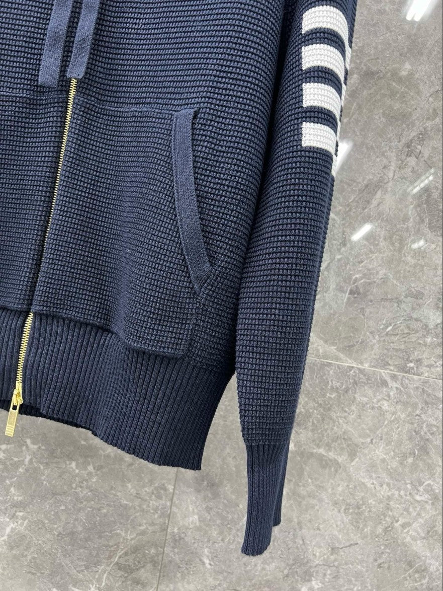 톰브라운 사선 완장 와플 후드 집업