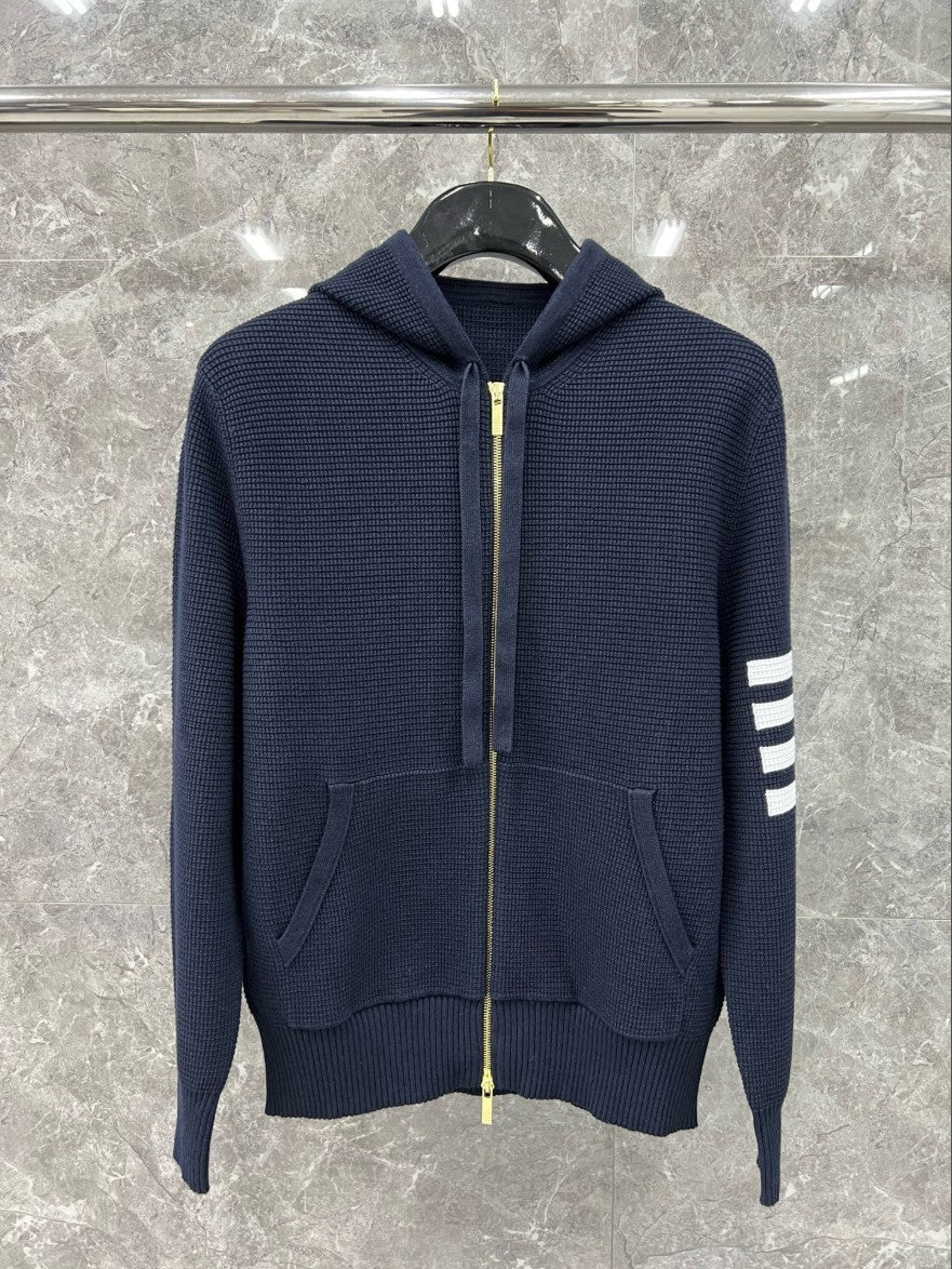 톰브라운 사선 완장 와플 후드 집업