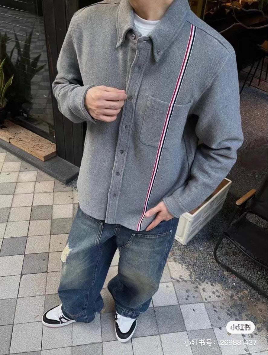 톰브라운 가슴 삼선 셔츠 남방 자켓