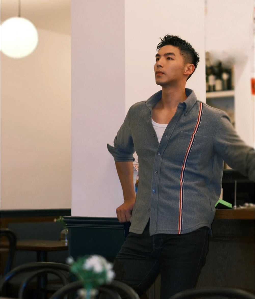 톰브라운 가슴 삼선 셔츠 남방 자켓