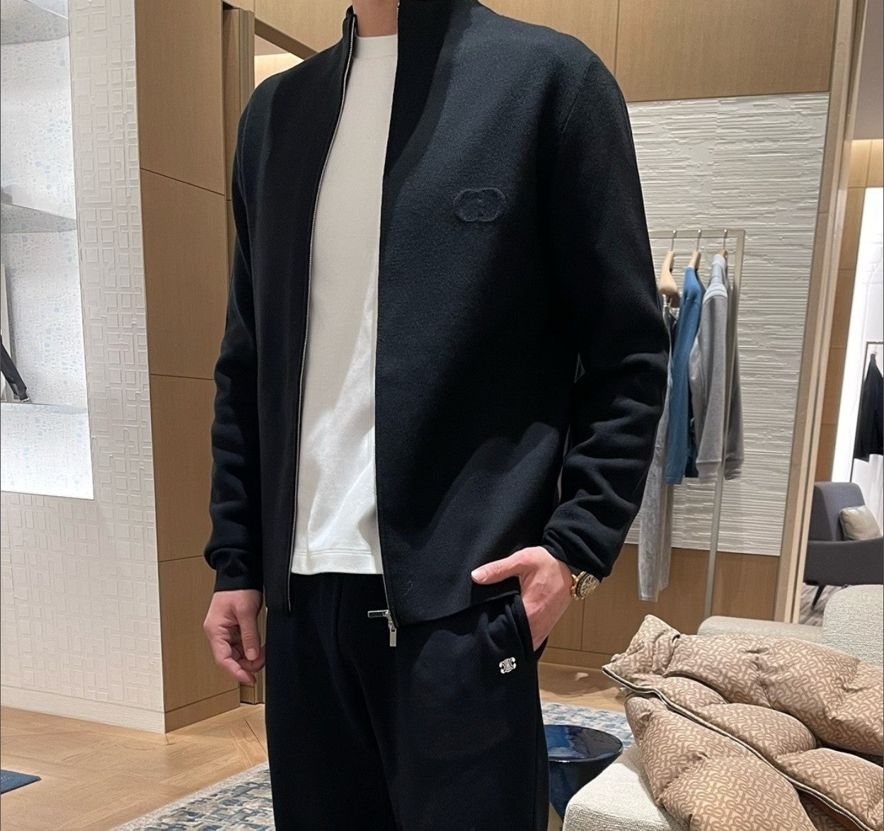 디올 투웨이 울 니트 집업