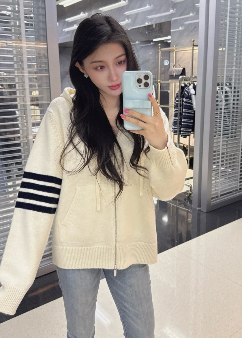 톰브라운 사선 완장 후드 집업