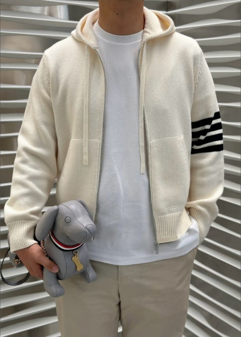 톰브라운 사선 완장 후드 집업