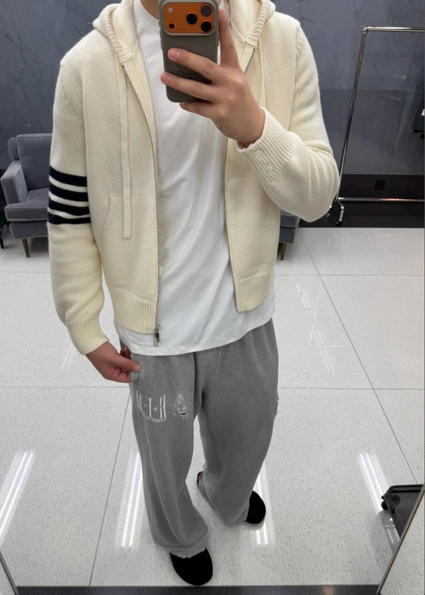 톰브라운 사선 완장 후드 집업