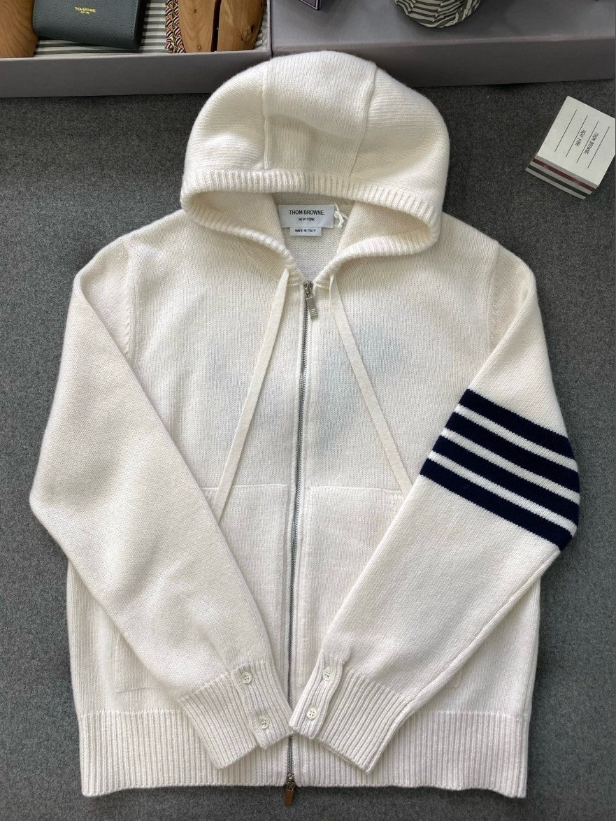 톰브라운 사선 완장 후드 집업