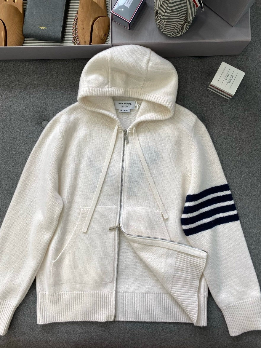 톰브라운 사선 완장 후드 집업