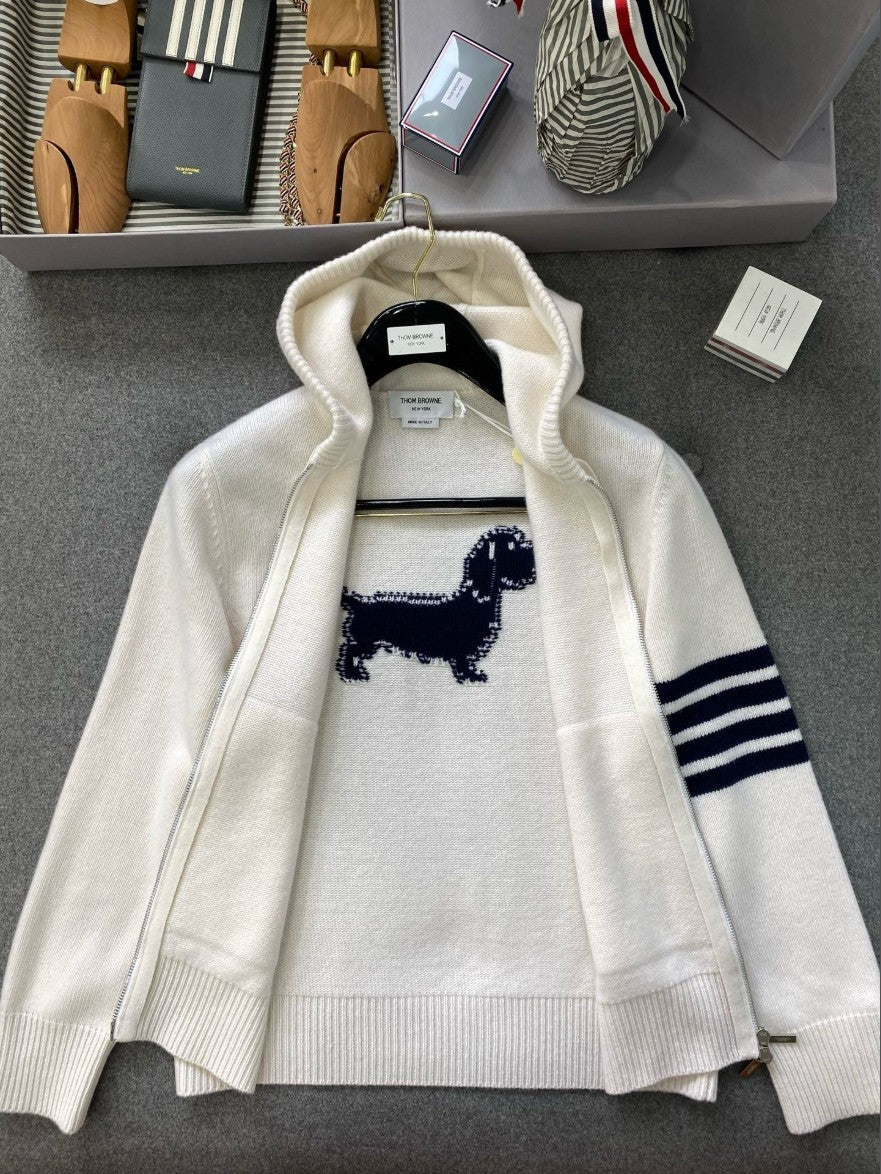 톰브라운 사선 완장 후드 집업