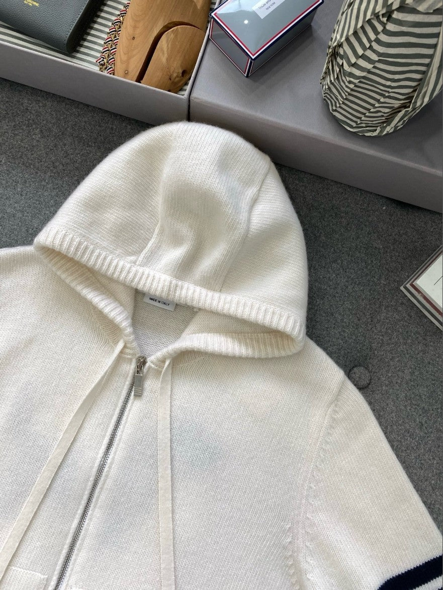 톰브라운 사선 완장 후드 집업