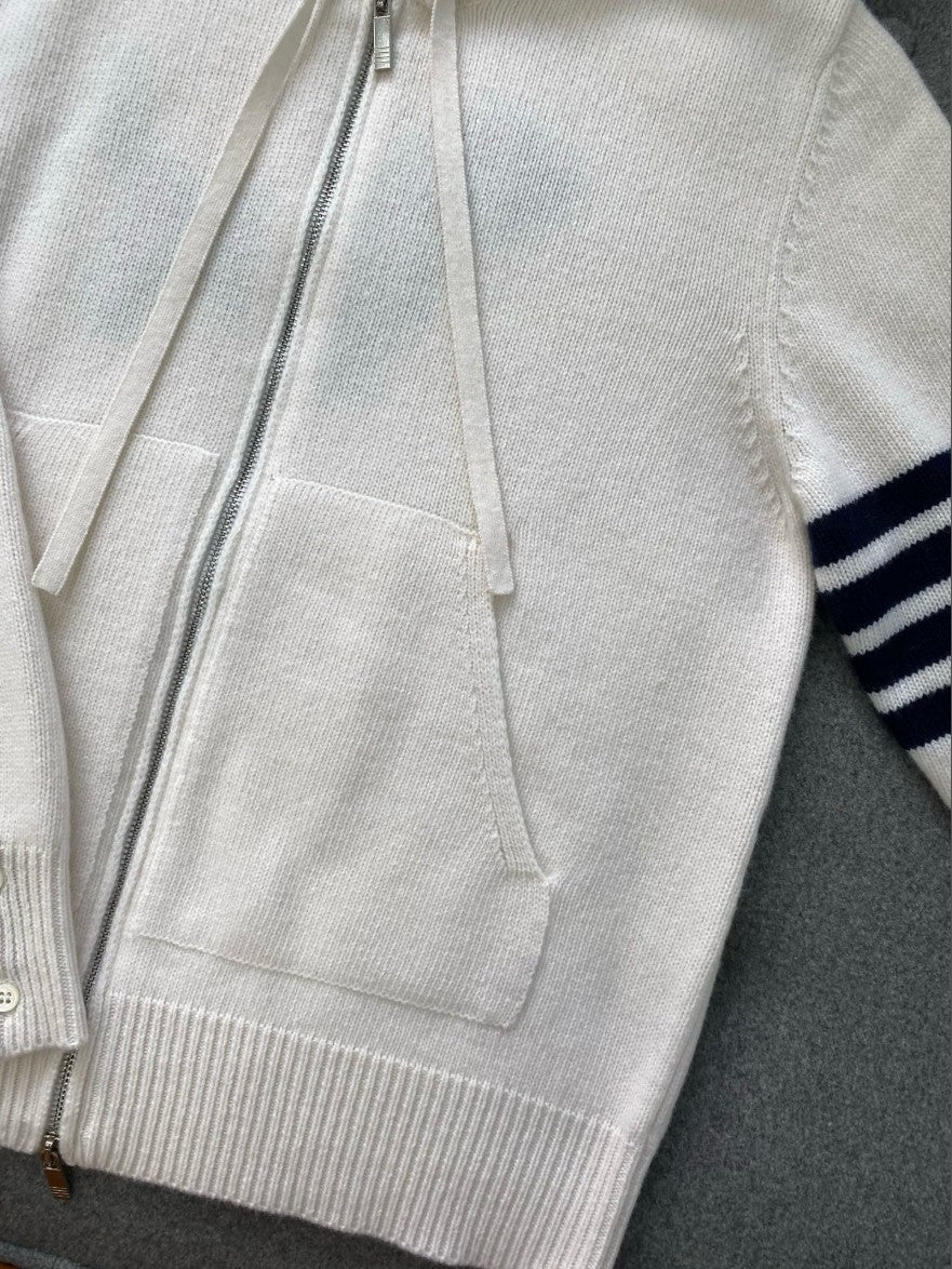 톰브라운 사선 완장 후드 집업