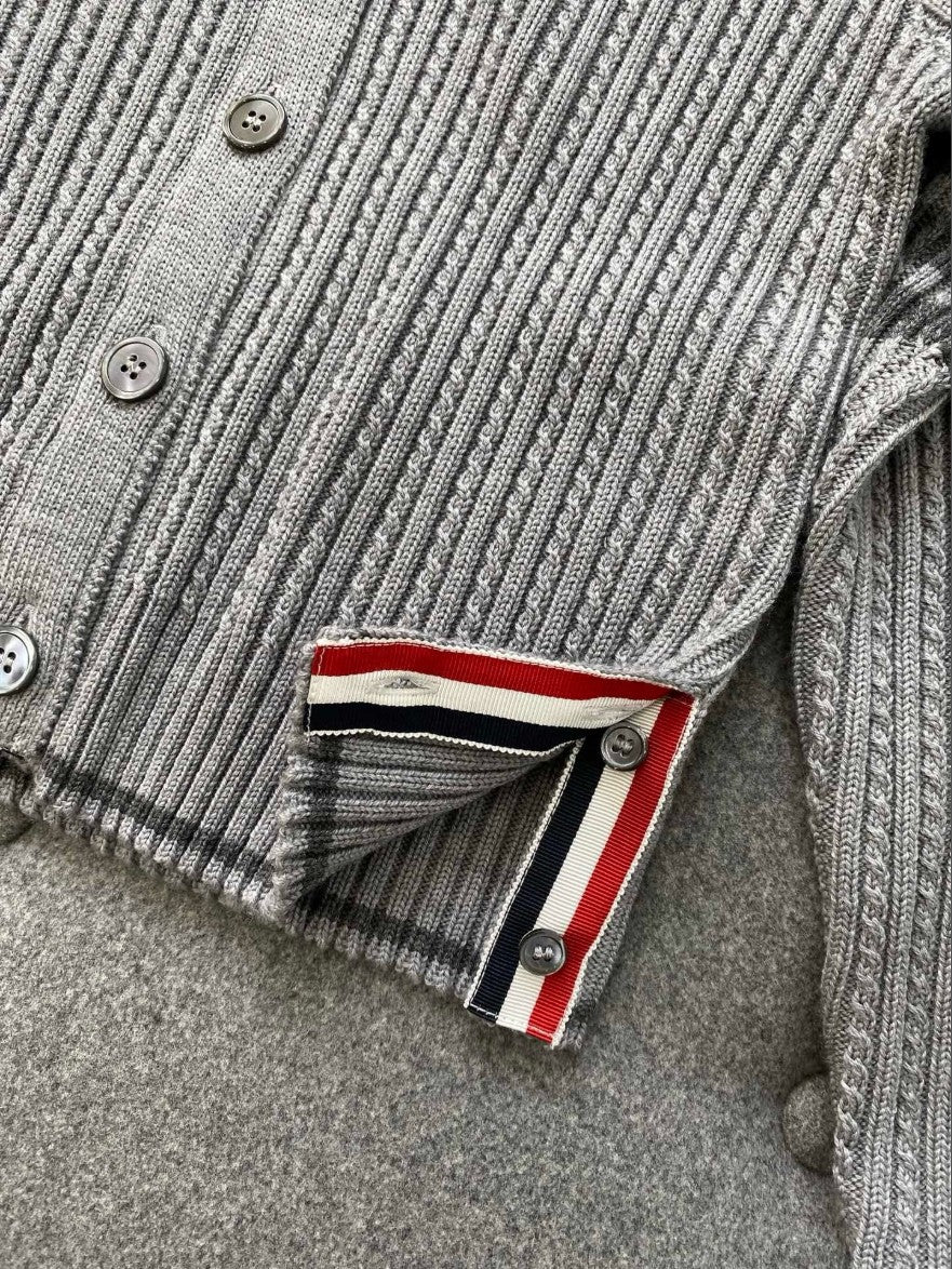 톰브라운 사선 완장 여성 케이블 가디건