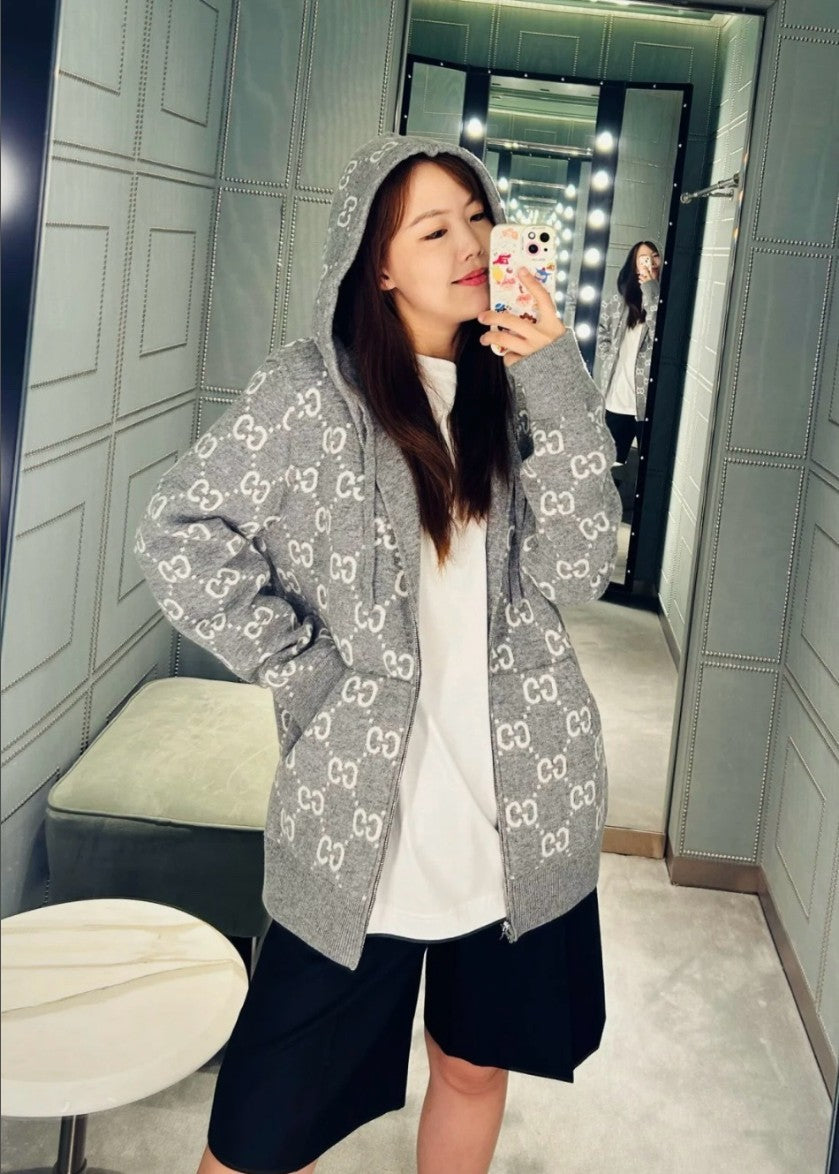 구찌 양면 울 후드 집업