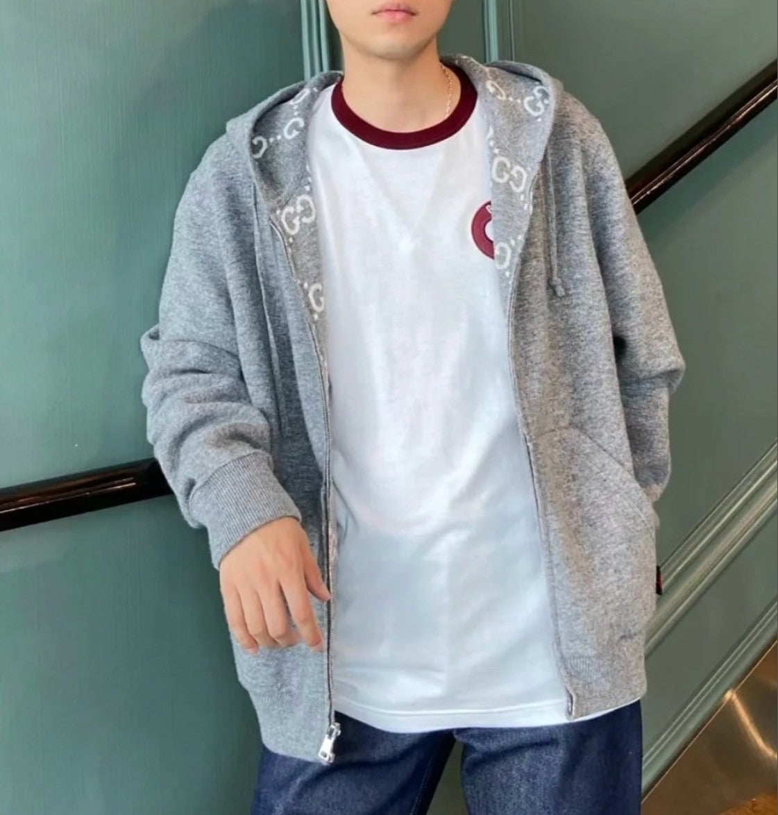 구찌 양면 울 후드 집업