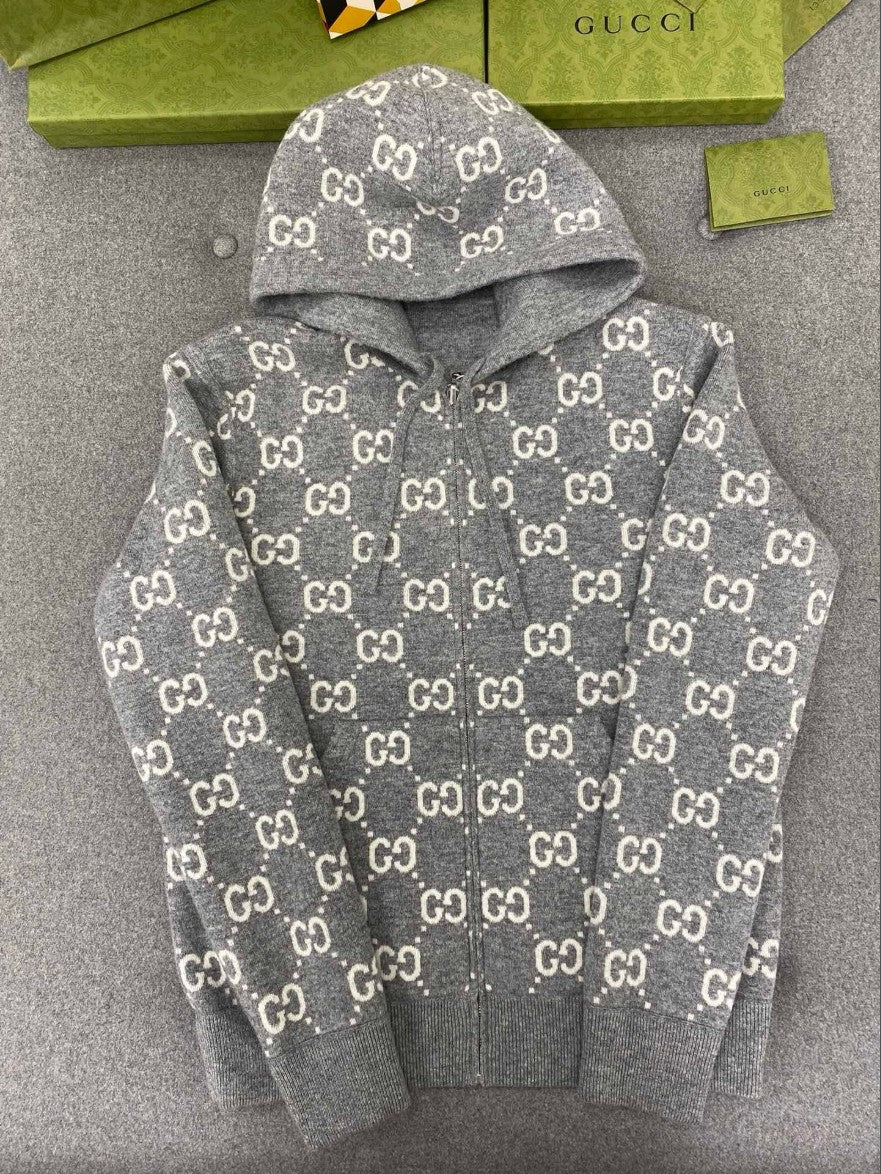 구찌 양면 울 후드 집업