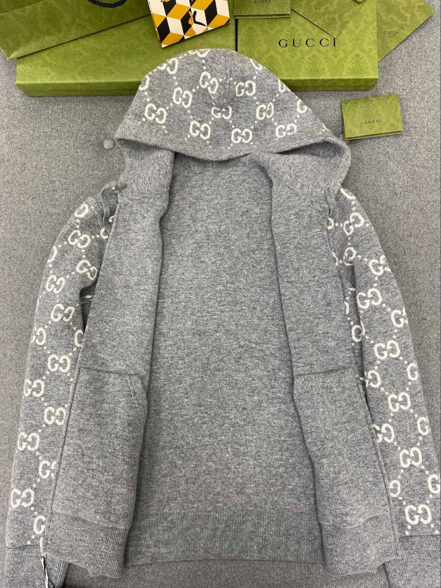 구찌 양면 울 후드 집업