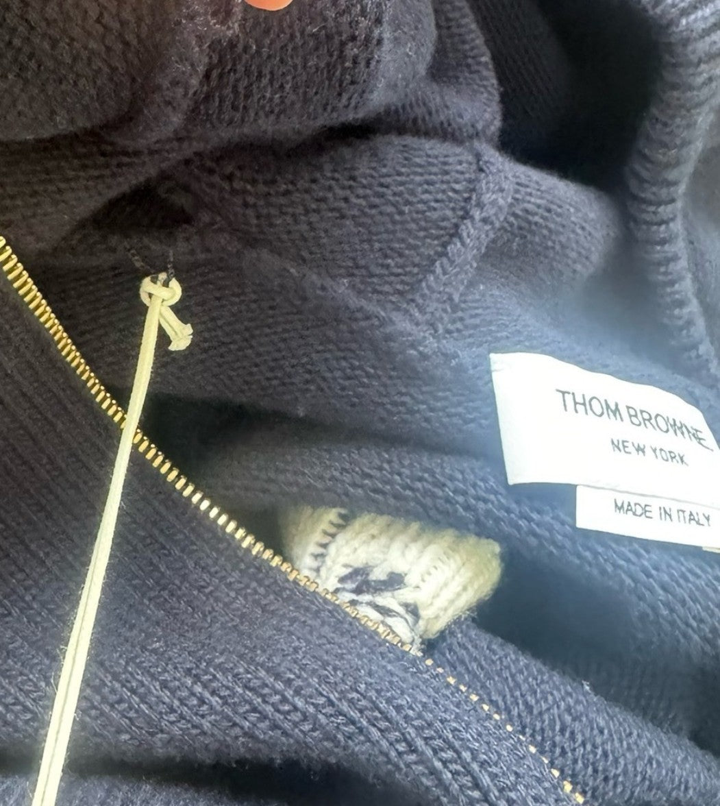 톰브라운 강아지 로고 니트 후드 집업