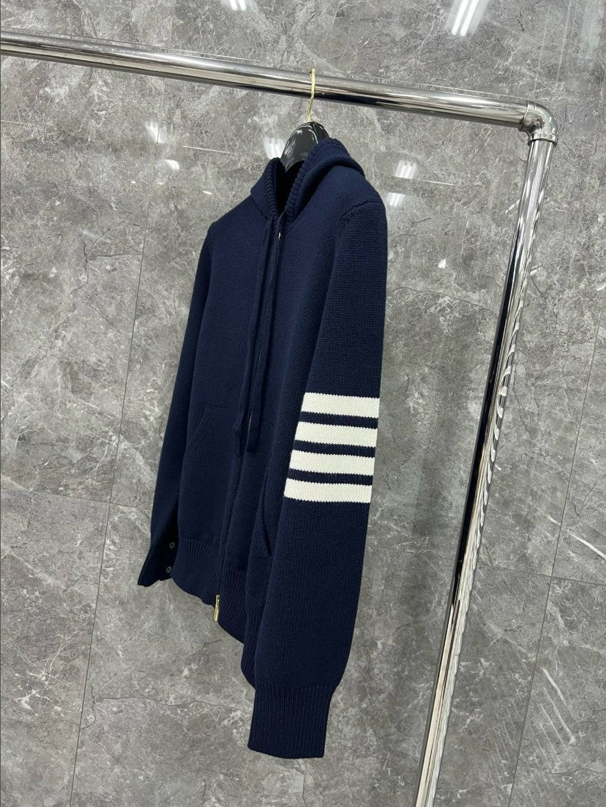 톰브라운 강아지 로고 니트 후드 집업