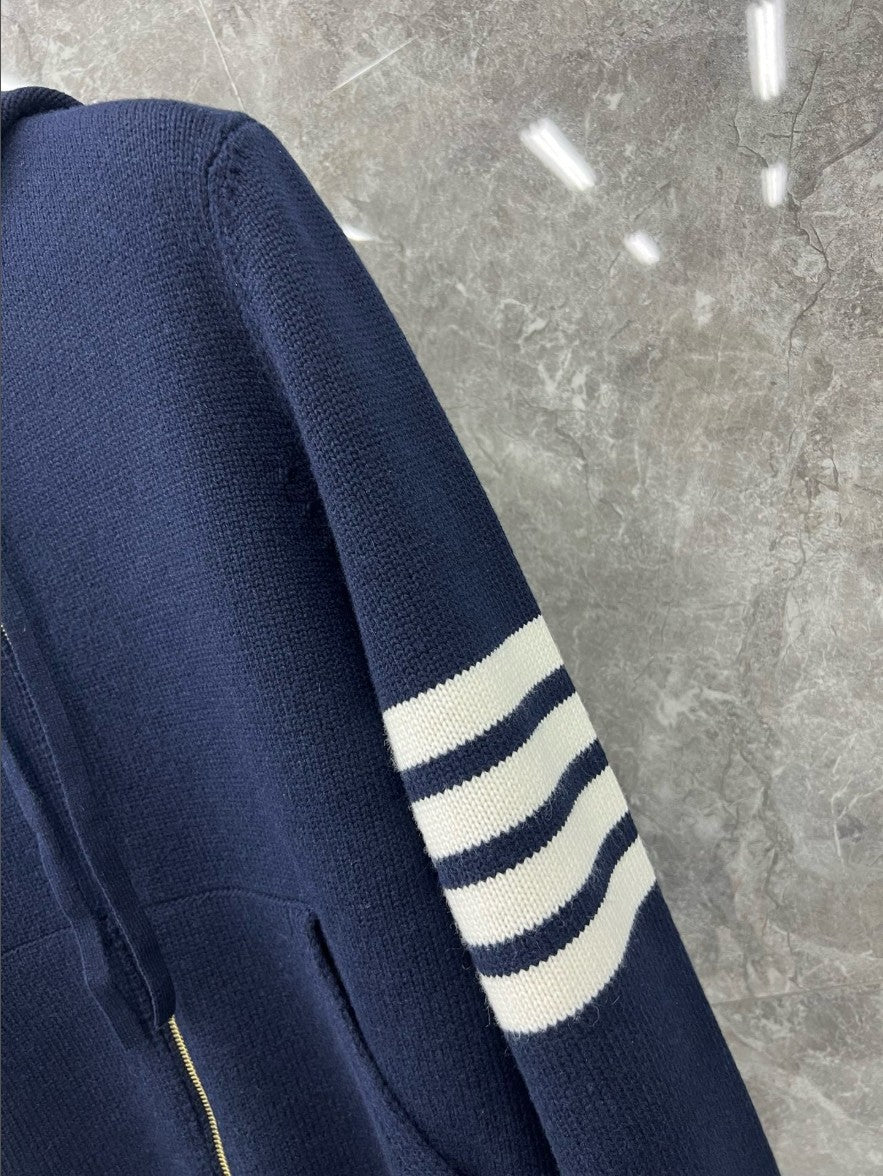 톰브라운 강아지 로고 니트 후드 집업