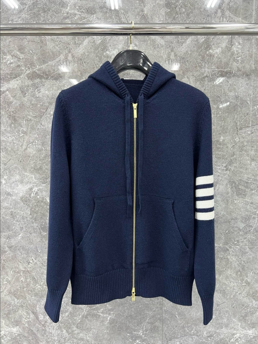 톰브라운 강아지 로고 니트 후드 집업