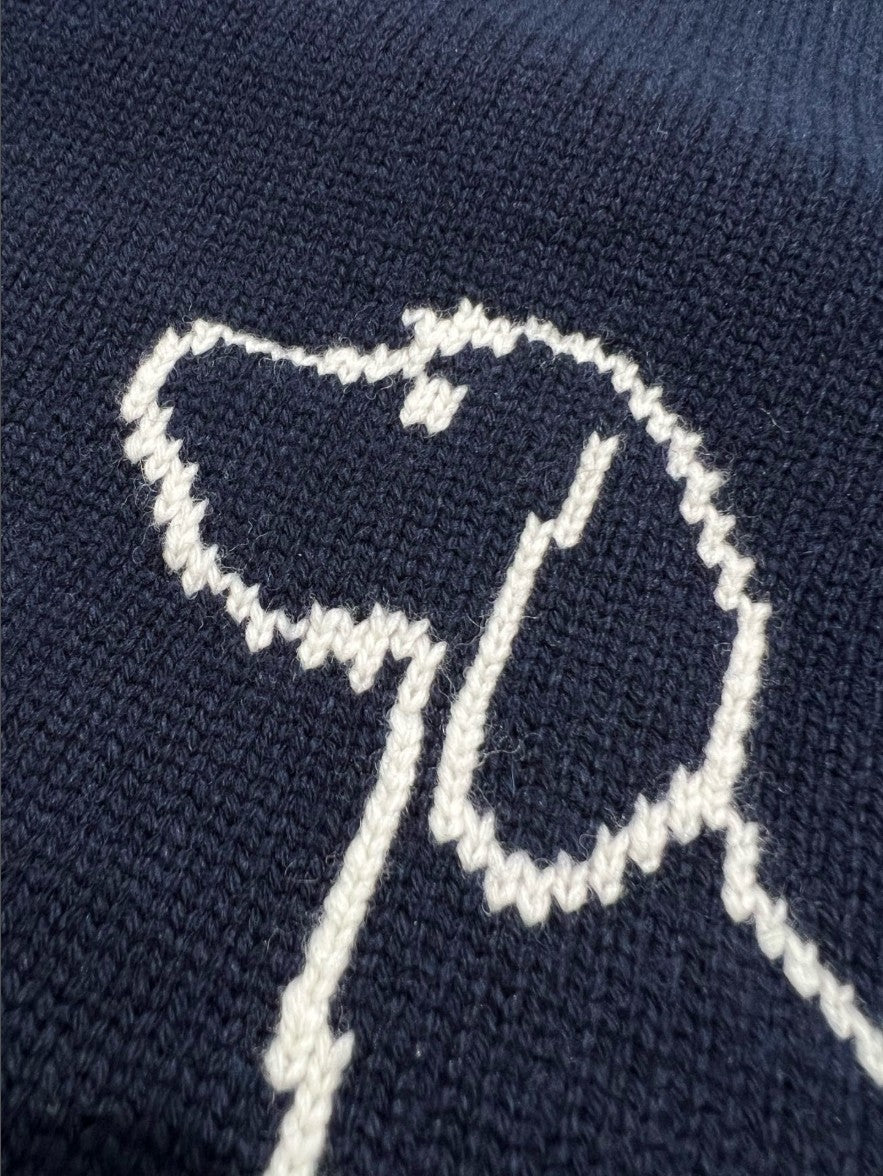 톰브라운 강아지 로고 니트 후드 집업