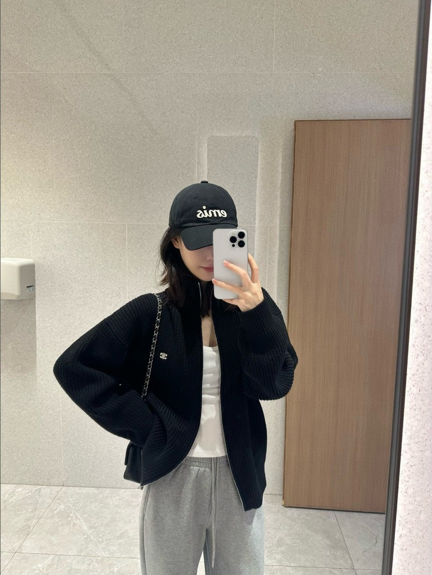 셀린느 자수 로고 니트 집업