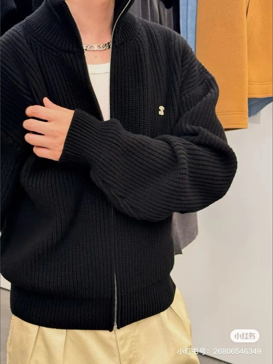 셀린느 자수 로고 니트 집업