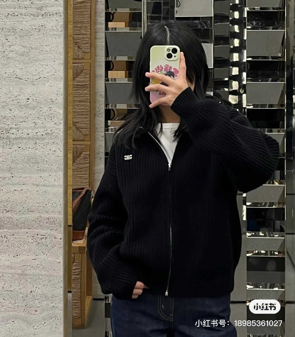 셀린느 자수 로고 니트 집업