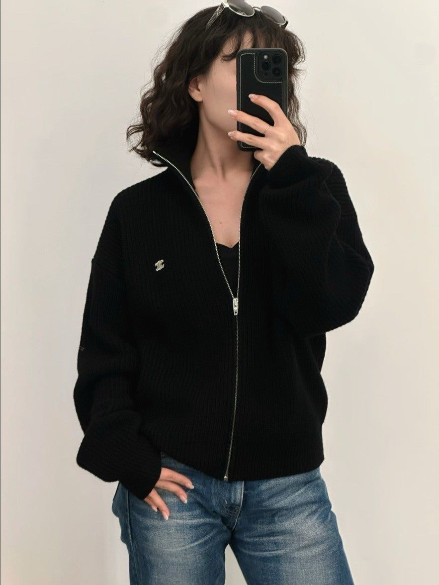 셀린느 자수 로고 니트 집업