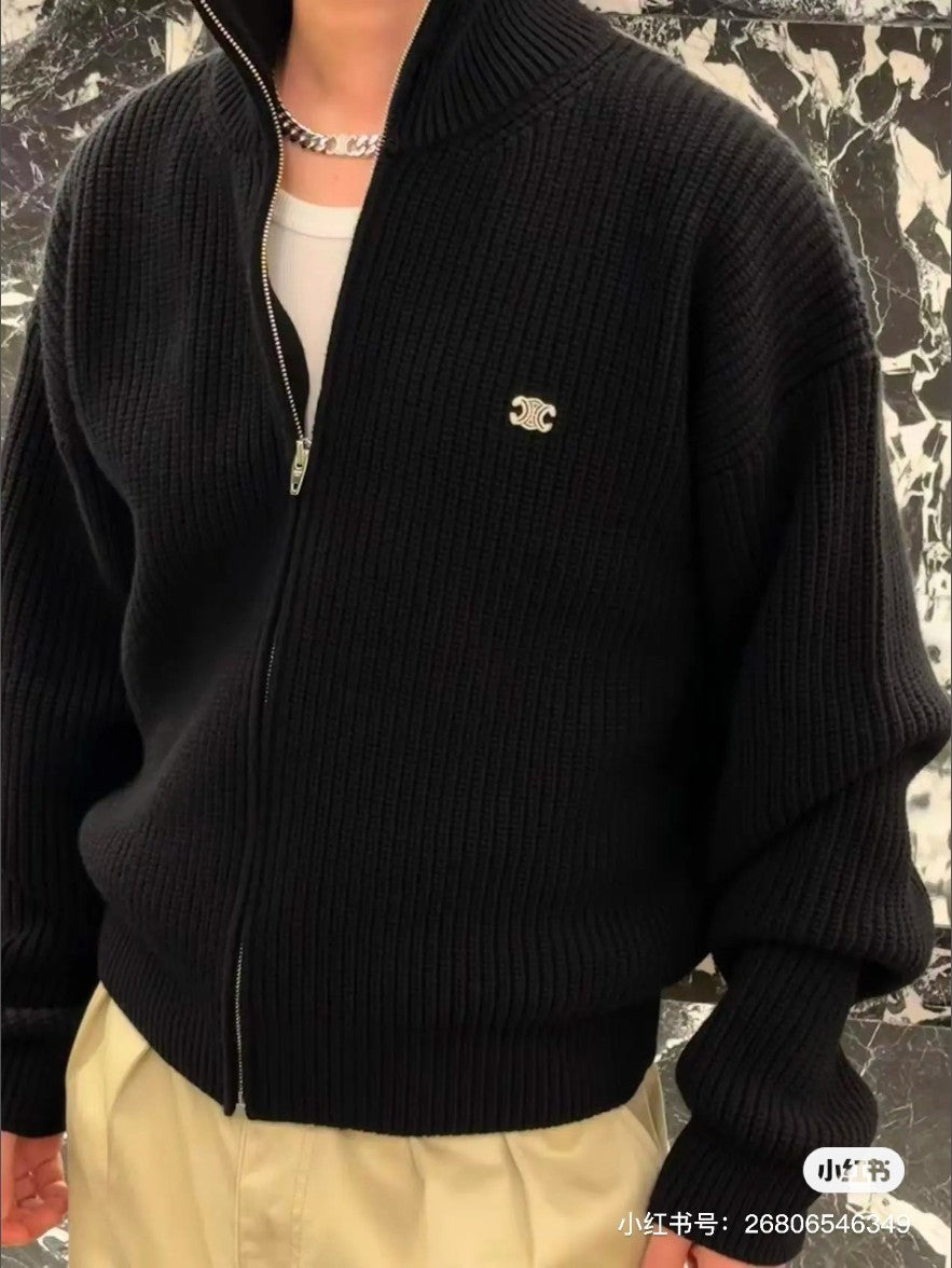 셀린느 자수 로고 니트 집업