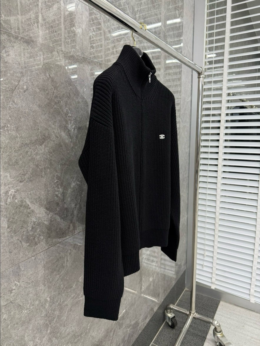 셀린느 자수 로고 니트 집업