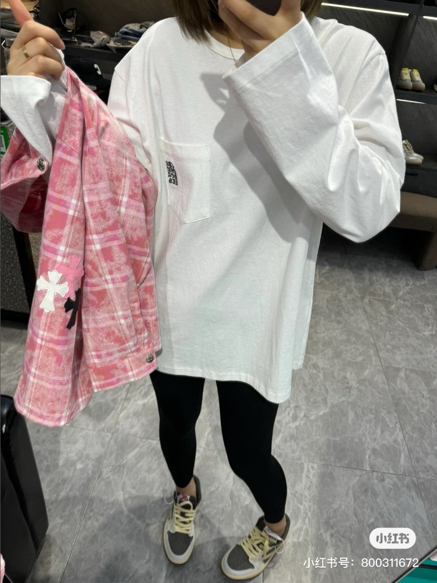 크롬하츠 포켓 자수 로고 긴팔티