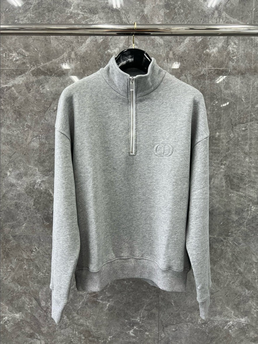 디올 CD 입체 로고 기모 반집업 맨투맨